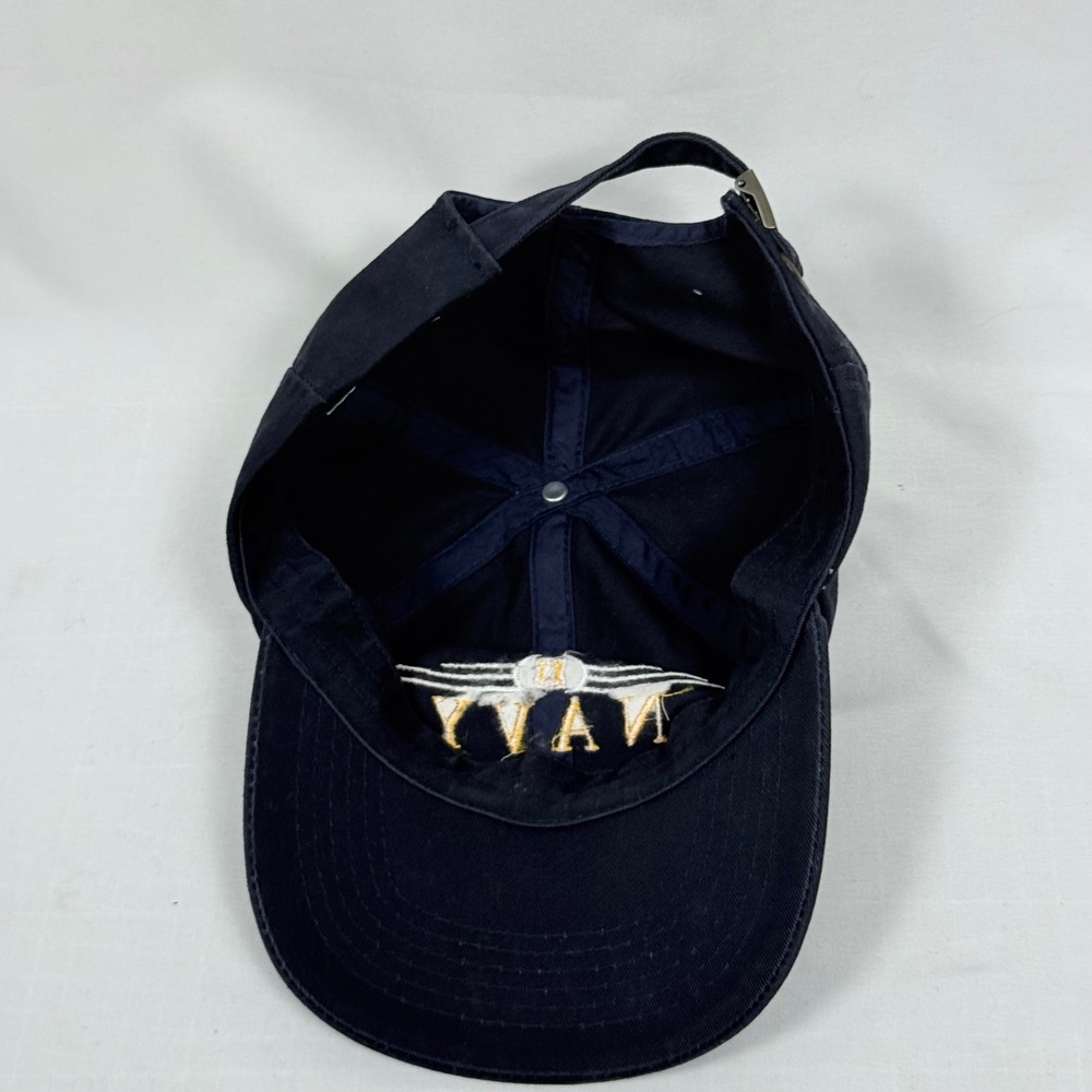 Vintage Navy Baseball Cap Hat Gold Embroidered Military Dad Adjustable Strapback - Picture 6 of 10